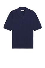 SATURDAYS NYC Jahmad Knit Polo in Ocean, view 1, click to view large image.