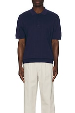 SATURDAYS NYC Jahmad Knit Polo in Ocean, view 3, click to view large image.