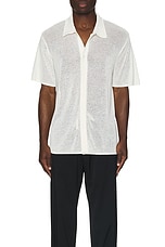 SATURDAYS NYC Kenneth Mesh Knit Shirt in Antique White, view 4, click to view large image.