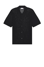 SATURDAYS NYC Kenneth Mesh Knit Shirt in Black, view 1, click to view large image.