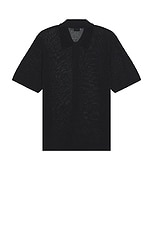 SATURDAYS NYC Kenneth Mesh Knit Shirt in Black, view 2, click to view large image.