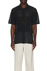 SATURDAYS NYC Kenneth Mesh Knit Shirt in Black, view 4, click to view large image.