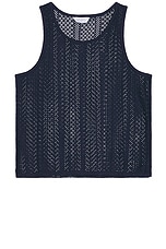 SATURDAYS NYC Gabriel Cotton Lace Tank in Navy, view 1, click to view large image.