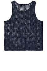 SATURDAYS NYC Gabriel Cotton Lace Tank in Navy, view 2, click to view large image.