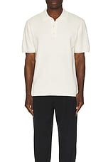 SATURDAYS NYC Jahmad Knit Polo in Ivory, view 3, click to view large image.