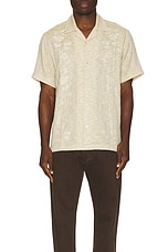 SATURDAYS NYC Canty Embroidered Linen Gauze Shirt in Antique White, view 4, click to view large image.