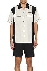 SATURDAYS NYC Canty Bowling Shirt in Washed Black, view 4, click to view large image.