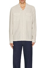 SATURDAYS NYC Marco Brushed Long Sleeve Shirt in Ivory, view 4, click to view large image.