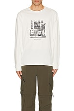 SATURDAYS NYC Cafe Standard Long Sleeve Tee in Ivory, view 3, click to view large image.