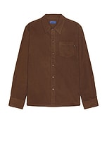 SATURDAYS NYC Broome Flannel Long Sleeve Shirt in Coffee Bean, view 1, click to view large image.