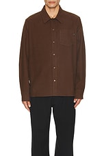 SATURDAYS NYC Broome Flannel Long Sleeve Shirt in Coffee Bean, view 3, click to view large image.