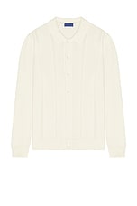 SATURDAYS NYC Jahmad Linen Long Sleeve Polo in Ivory, view 1, click to view large image.