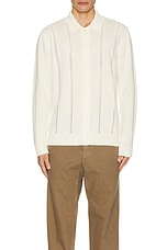 SATURDAYS NYC Jahmad Linen Long Sleeve Polo in Ivory, view 3, click to view large image.