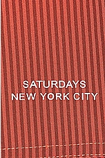 SATURDAYS NYC Timothy Seersucker Swim Short in Mineral Red, view 3, click to view large image.