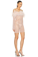 Santa Brands Feathers Mini Dress in Blush, view 2, click to view large image.
