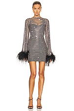 Santa Brands Feathers Mini Dress in Black, view 1, click to view large image.