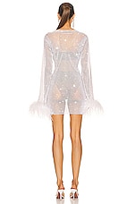 Santa Brands Feathers Mini Dress in White, view 3, click to view large image.