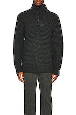 Schott Men's Funnel Neck Military Sweater in Black, view 3, click to view large image.