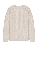 Schott Merino Wool Fisherman Sweater in Oatmeal, view 1, click to view large image.