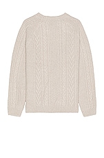 Schott Merino Wool Fisherman Sweater in Oatmeal, view 2, click to view large image.