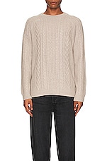 Schott Merino Wool Fisherman Sweater in Oatmeal, view 3, click to view large image.