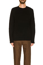 Schott Ribbed Wool Crewneck Sweater in Black, view 3, click to view large image.