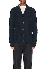 Schott Cableknit Cardigan in Navy, view 3, click to view large image.