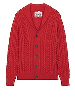 Schott Cableknit Cardigan in Whisky, view 1, click to view large image.
