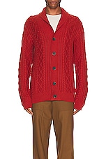 Schott Cableknit Cardigan in Whisky, view 3, click to view large image.