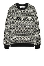 Schott Fairisle Skull Sweater in Black, view 1, click to view large image.