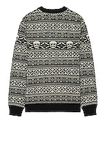 Schott Fairisle Skull Sweater in Black, view 2, click to view large image.