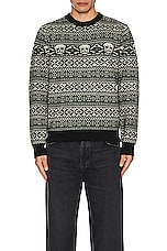 Schott Fairisle Skull Sweater in Black, view 3, click to view large image.