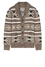Schott NYC Shawl Collar Cardigan in Khaki, view 1, click to view large image.