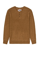 Schott Button Henley Sweater in Camel, view 1, click to view large image.