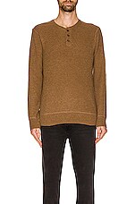 Schott Button Henley Sweater in Camel, view 3, click to view large image.