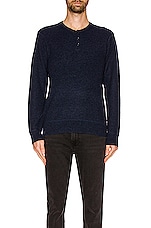 Schott Button Henley Sweater in Navy, view 3, click to view large image.
