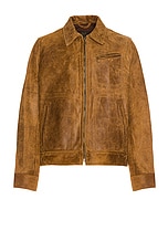 Schott Duke Unlined Rough Suede Jacket in Brown, view 1, click to view large image.