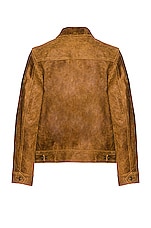 Schott Duke Unlined Rough Suede Jacket in Brown, view 2, click to view large image.