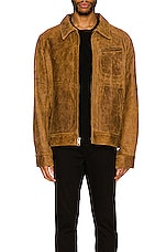 Schott Duke Unlined Rough Suede Jacket in Brown, view 3, click to view large image.