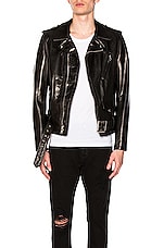 Schott Pebbled Moto Jacket in Black, view 1, click to view large image.