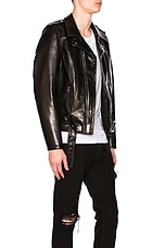 Schott Pebbled Moto Jacket in Black, view 3, click to view large image.