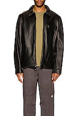 Schott Collar Lamb Leather Jacket in Black, view 3, click to view large image.