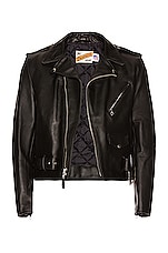 Schott One Star Perfecto Moto Jacket in Black, view 1, click to view large image.