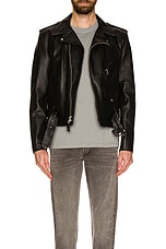 Schott One Star Perfecto Moto Jacket in Black, view 4, click to view large image.