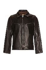 Schott James Men's Retro Style Naked Cowhide Jacket in Black, view 1, click to view large image.
