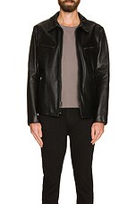 Schott James Men's Retro Style Naked Cowhide Jacket in Black, view 3, click to view large image.