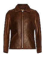 Schott Waxy Buffalo Leather Sunset Jacket in Brown, view 1, click to view large image.