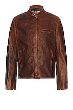 Schott NYC Cafe Racer Jacket in Brown, view 1, click to view large image.