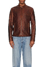 Schott NYC Cafe Racer Jacket in Brown, view 3, click to view large image.