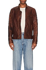 Schott NYC Cafe Racer Jacket in Brown, view 4, click to view large image.